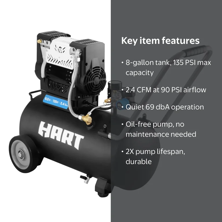 HART Black 135 PSI Oil-Free Electric Air Compressor 8 gal