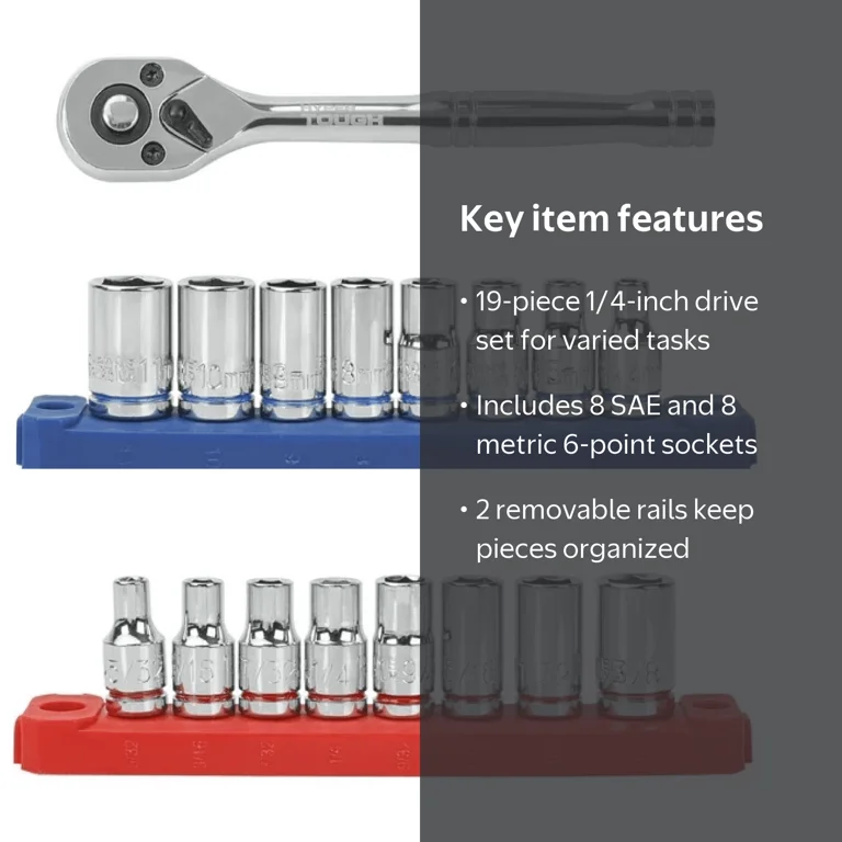 Hyper Tough 19 Piece 1/4 Inch Drive Ratchet and Socket Set for Hyper Tough 19 Piece 1/4 Inch Drive Ratchet and Socket Set for
