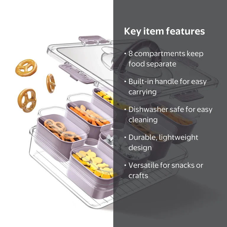 Cook With Color 8-Compartment Snackle Box Food Storage Carrier and