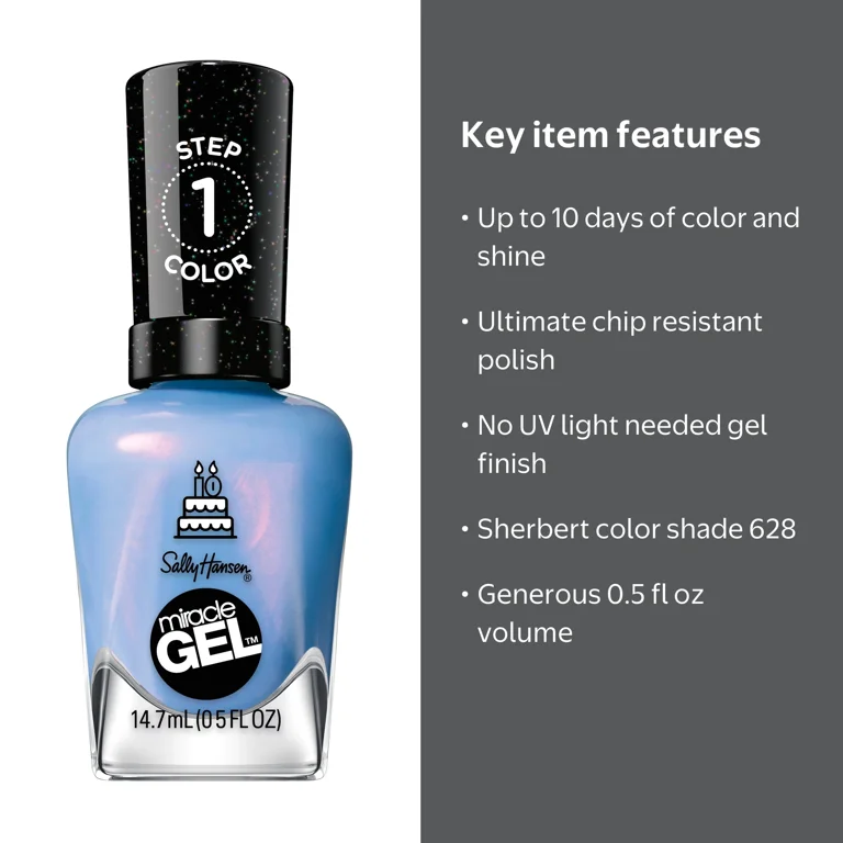 Sally Hansen Miracle Gel Nail Polish 628 Its Sherbert Day, No UV