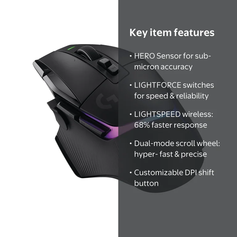 Logitech G502 X PLUS Wireless Gaming Mouse, LIGHTSYNC RGB
