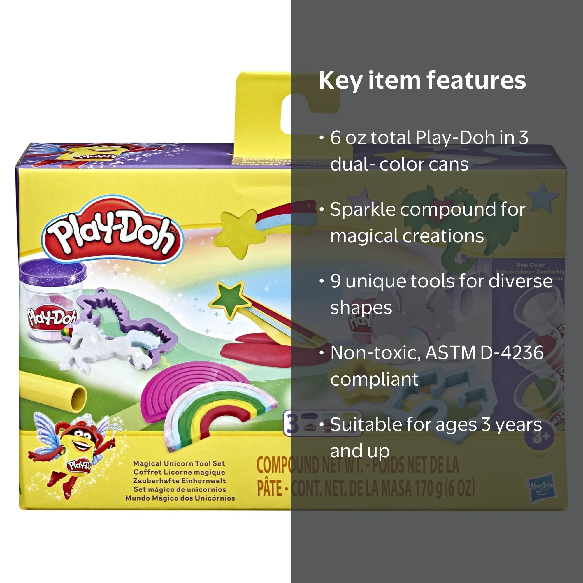 Play-Doh Magical Unicorn Tool Set for Kids 3 Years and Up with 3