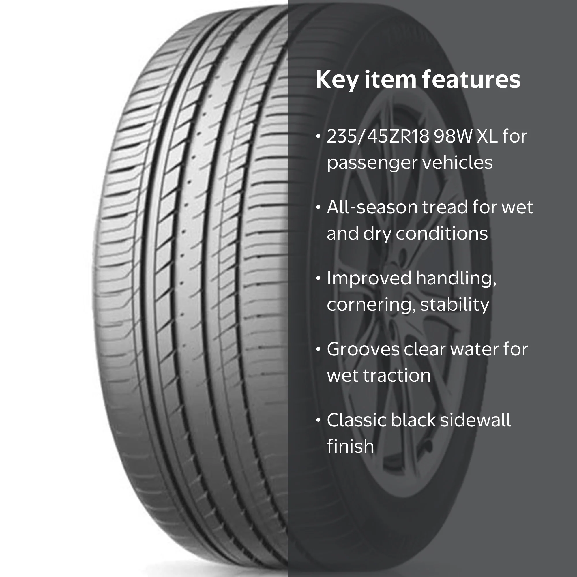 TBB, Passenger Tire, All Season, 235/45ZR18, XL, Black - Walmart.com