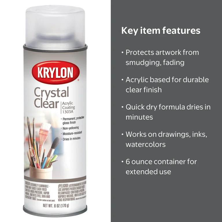 Krylon, Crystal Clear Spray, 6 oz, Acrylic Coating - Walmart.com