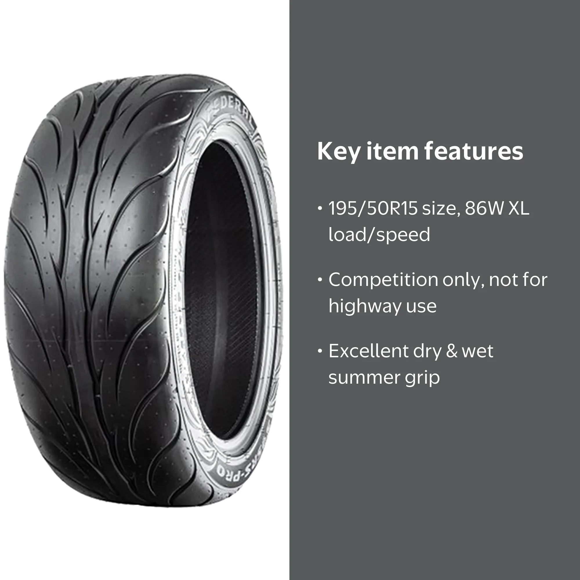 Federal 595RS-PRO 195/50ZR15 195/50R15 86W XL High Performance