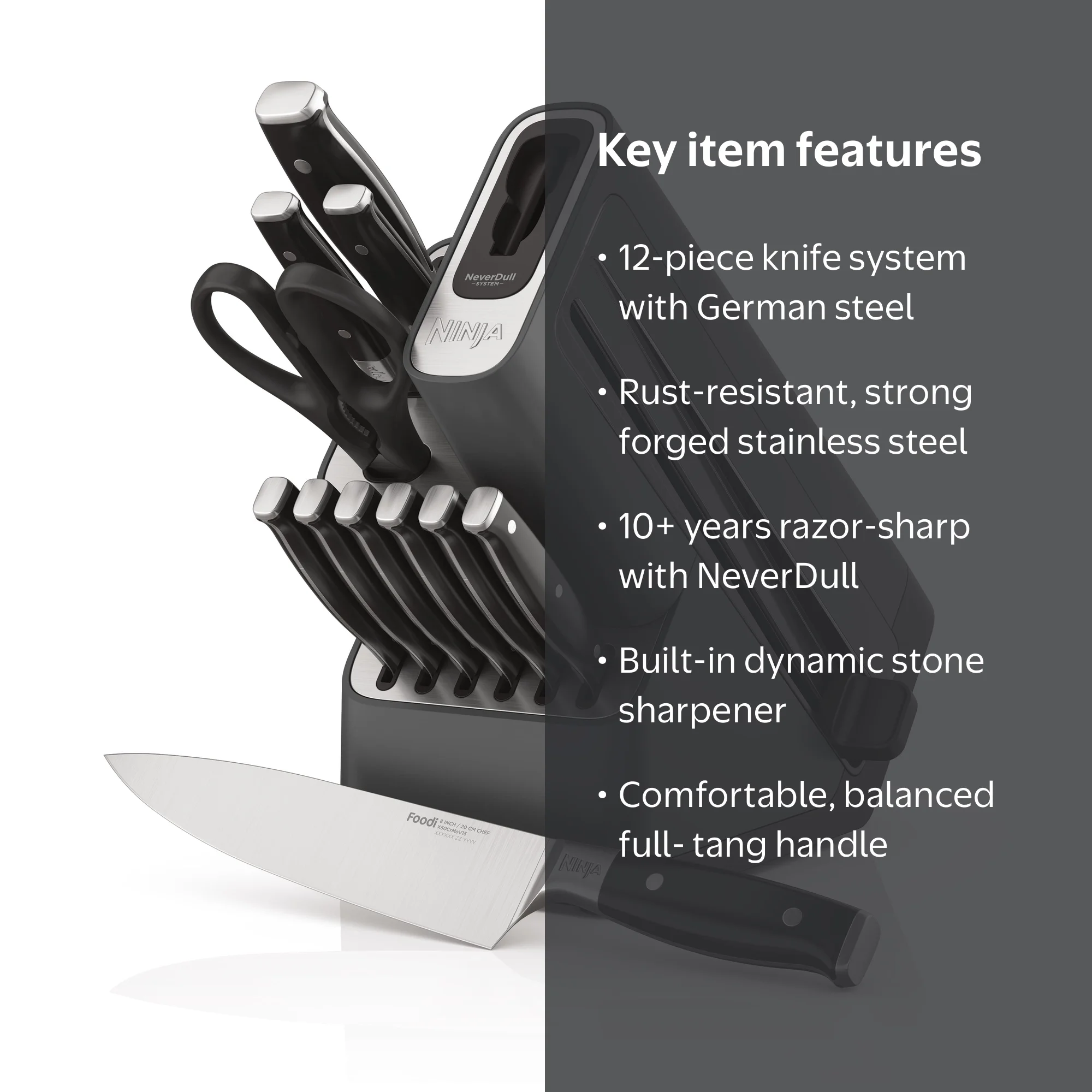 Ninja Foodi NeverDull 12-Piece Premium Knife Set with Built-in
