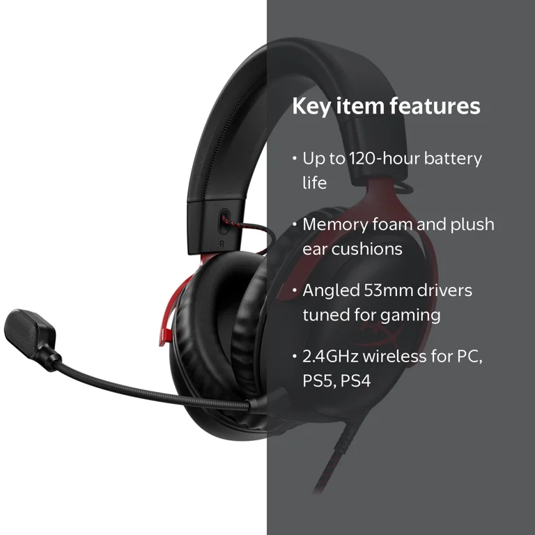 HyperX Cloud III Gaming Wireless Headset, Red: Computer