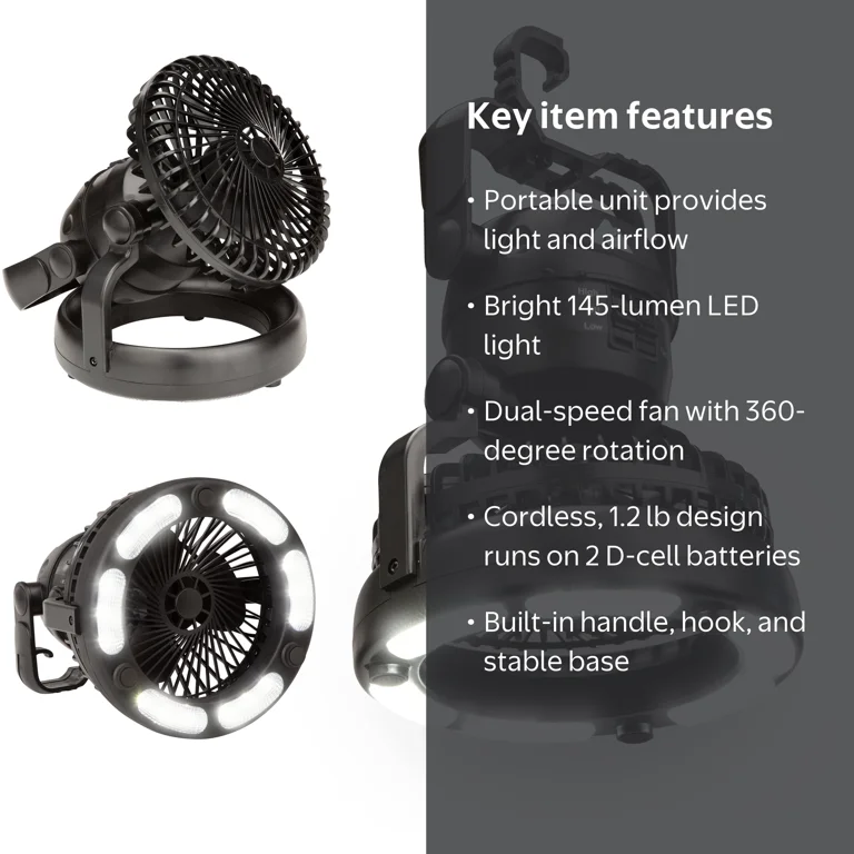 Ozark Trail Camping Lantern with Adjustable Fan, 145 Lumens