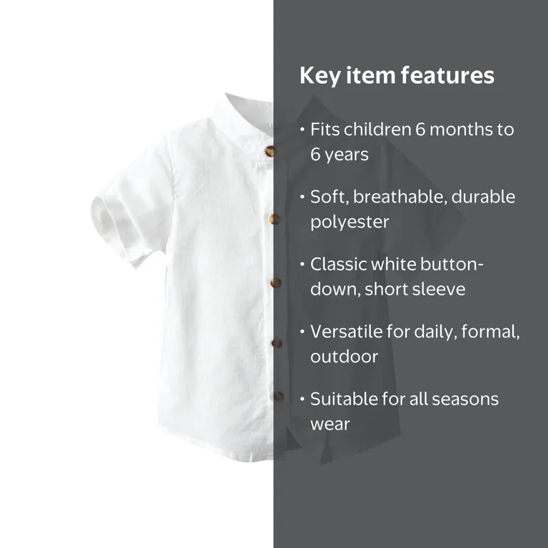 newborn white dress shirt Handmade in the USA The Silas linen shirt is made with a soft and breathable white linen that is the perfect shirt to pair with any shorts or pants for a darling laid back dressy style that is great for going from event to party Kids Printed Cotton T-Shirt Dress