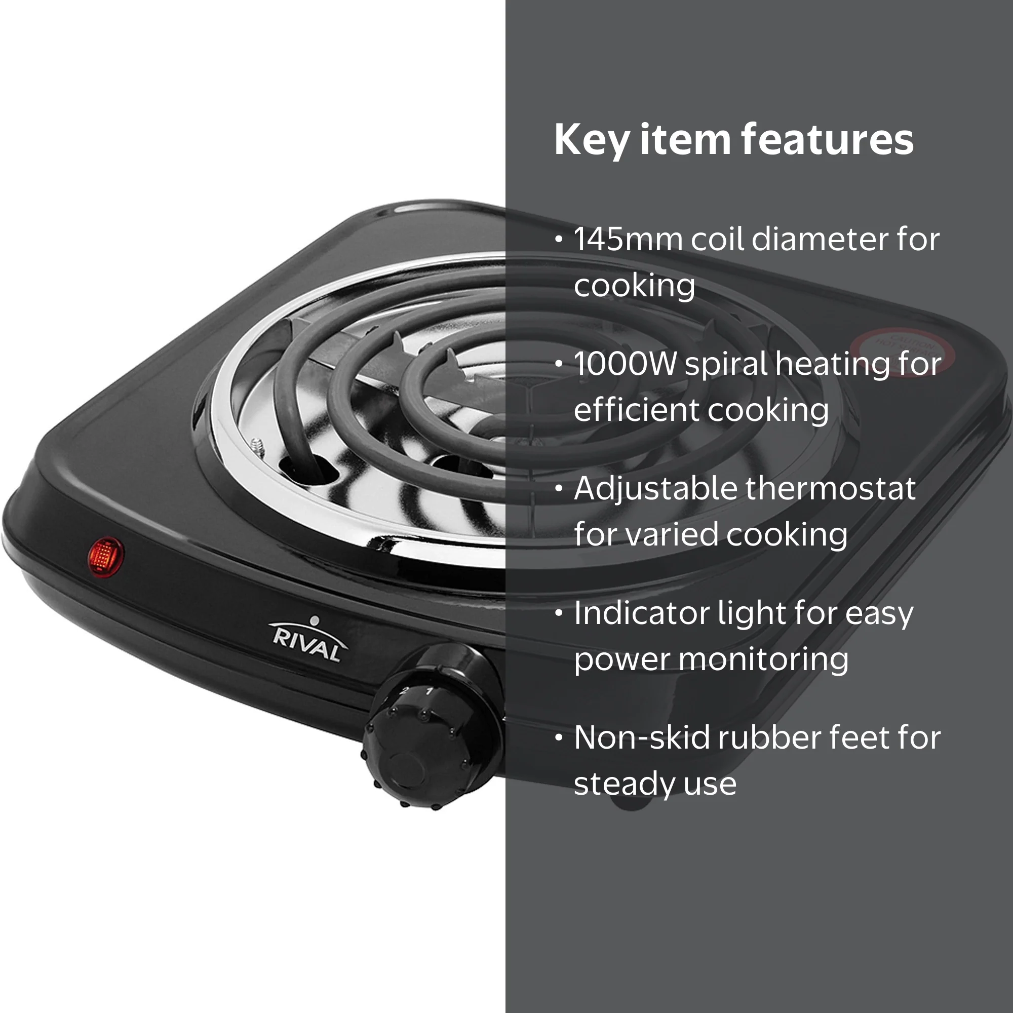 Rival Single Burner 145mm 1-Coil Black Countertop Burner - Walmart.com