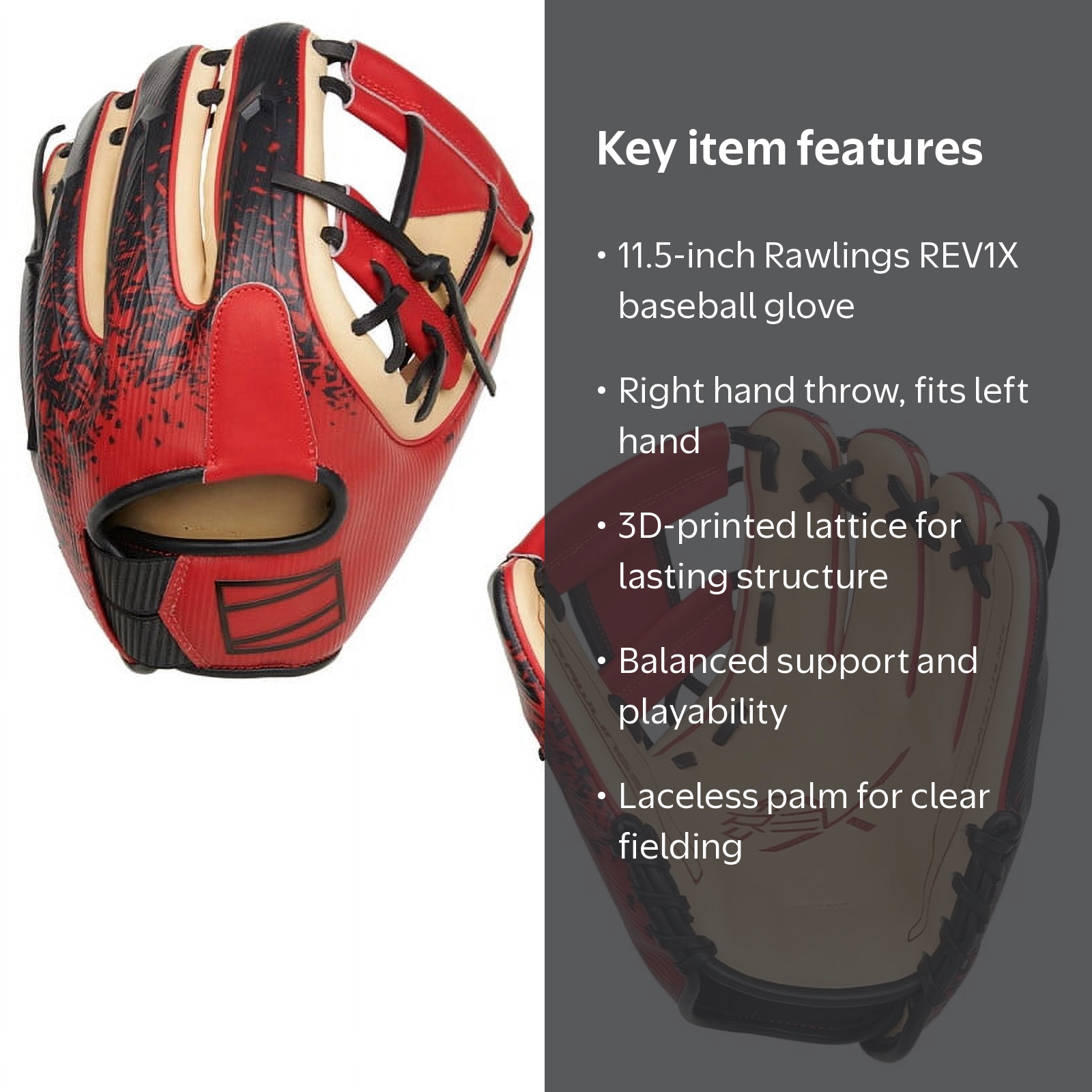 Rawlings REV1X Series Baseball Glove | RHT | 11.5 inch | Infield