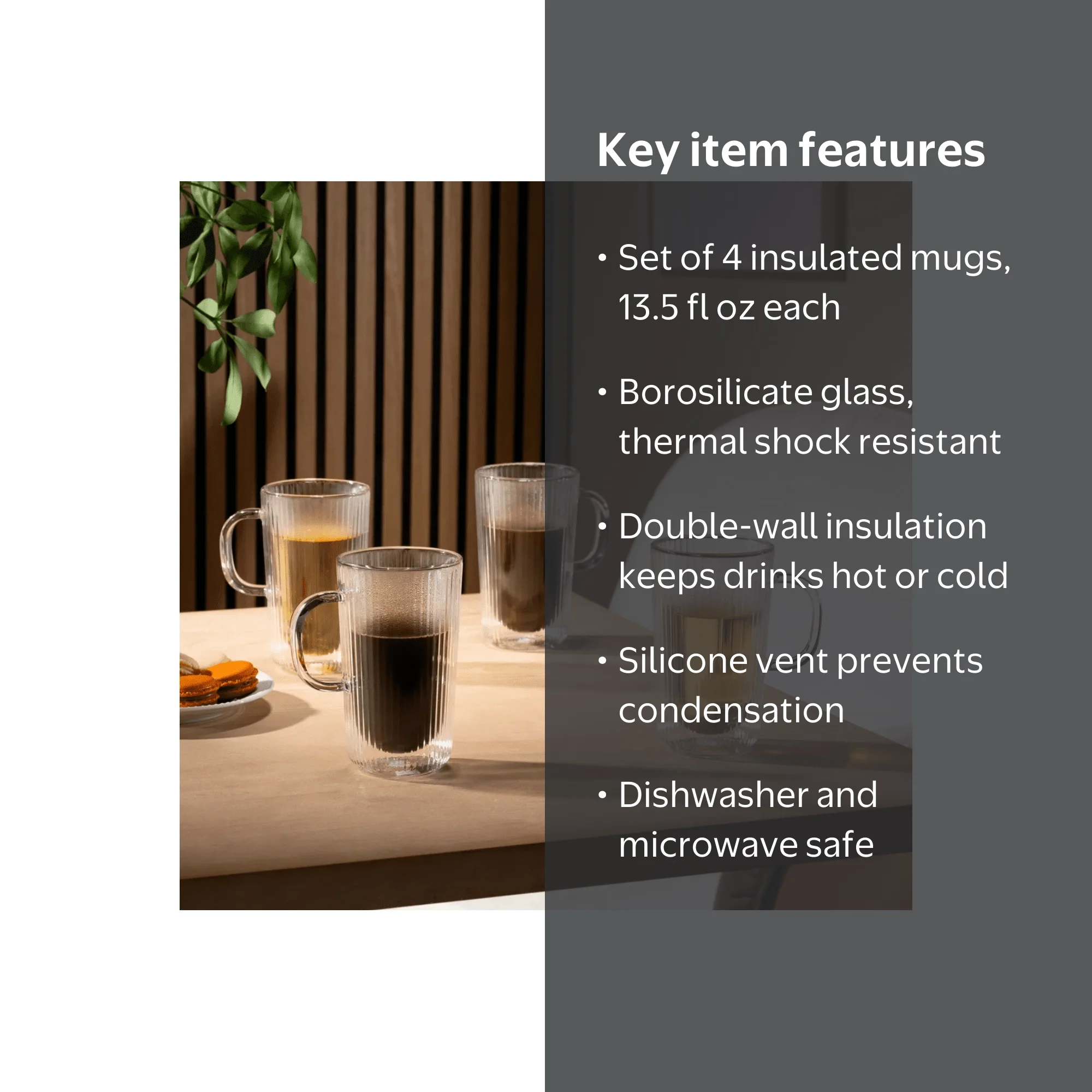 Free Shipping! BODUM Double Wall Glass Coffee Mug Set with Handle