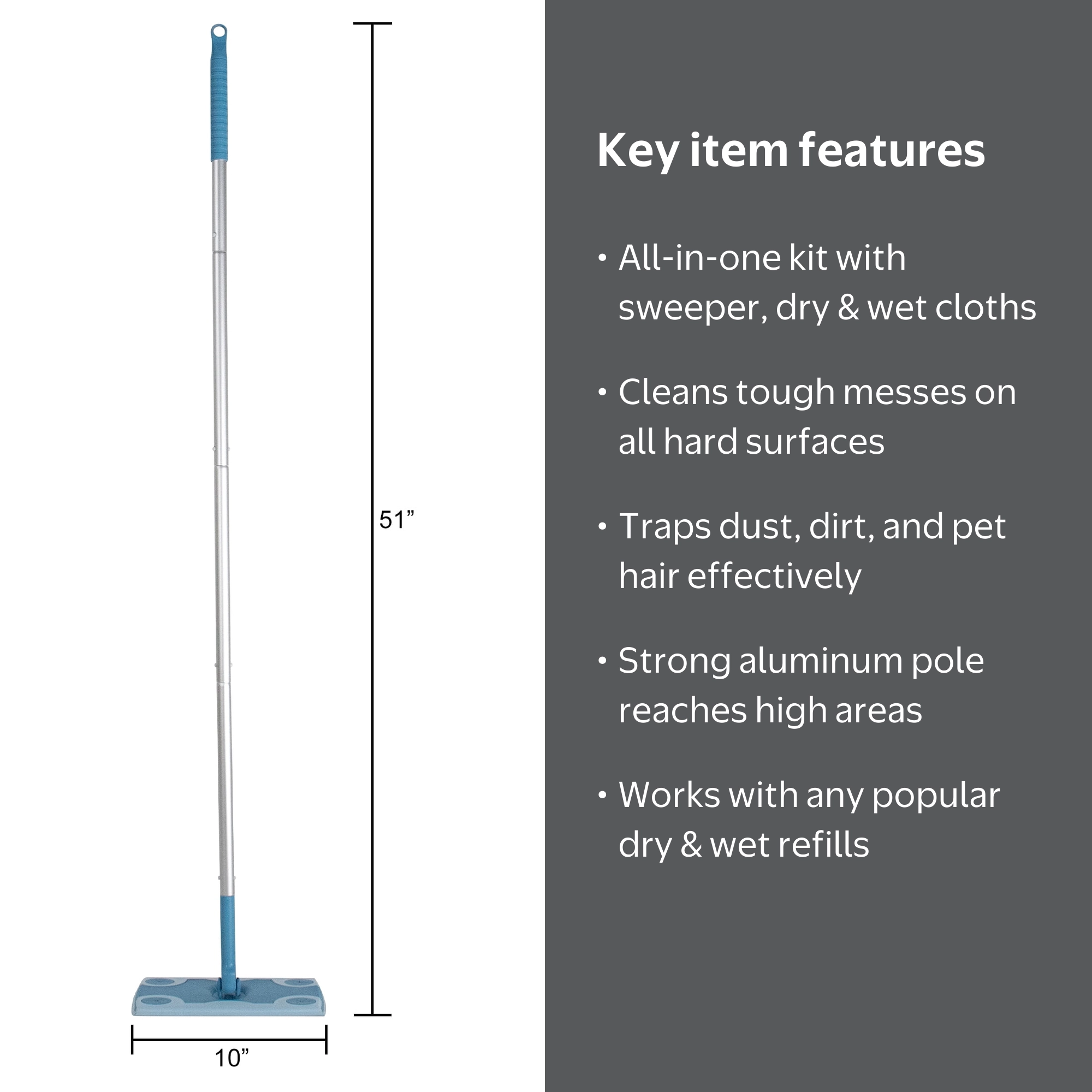 Great Value Wet & Dry Mop Sweeper Kit, includes 1 mop, 10 refills