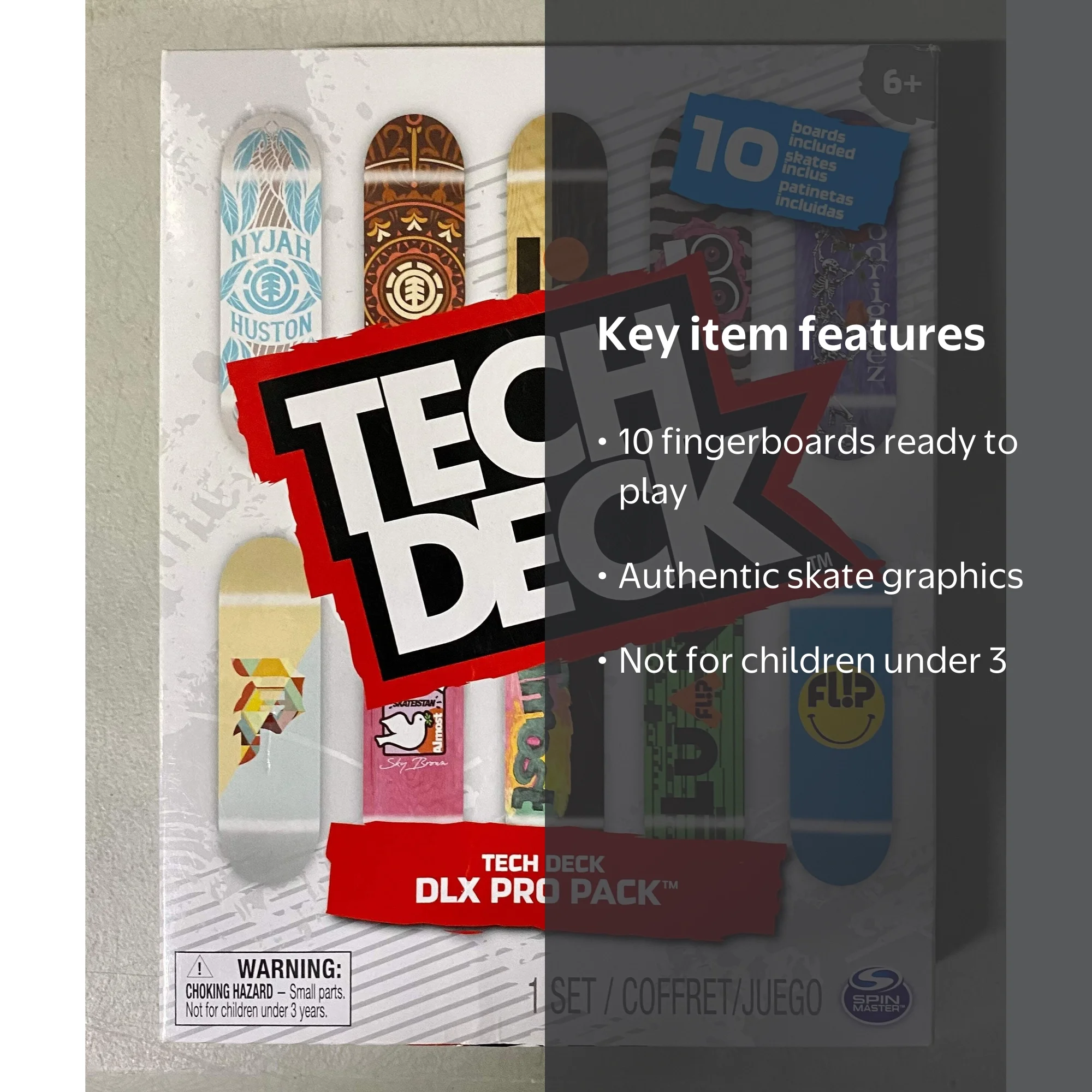 Tech Deck DLX Pro 10-Pack, Authentic Fingerboards with Grip Tape