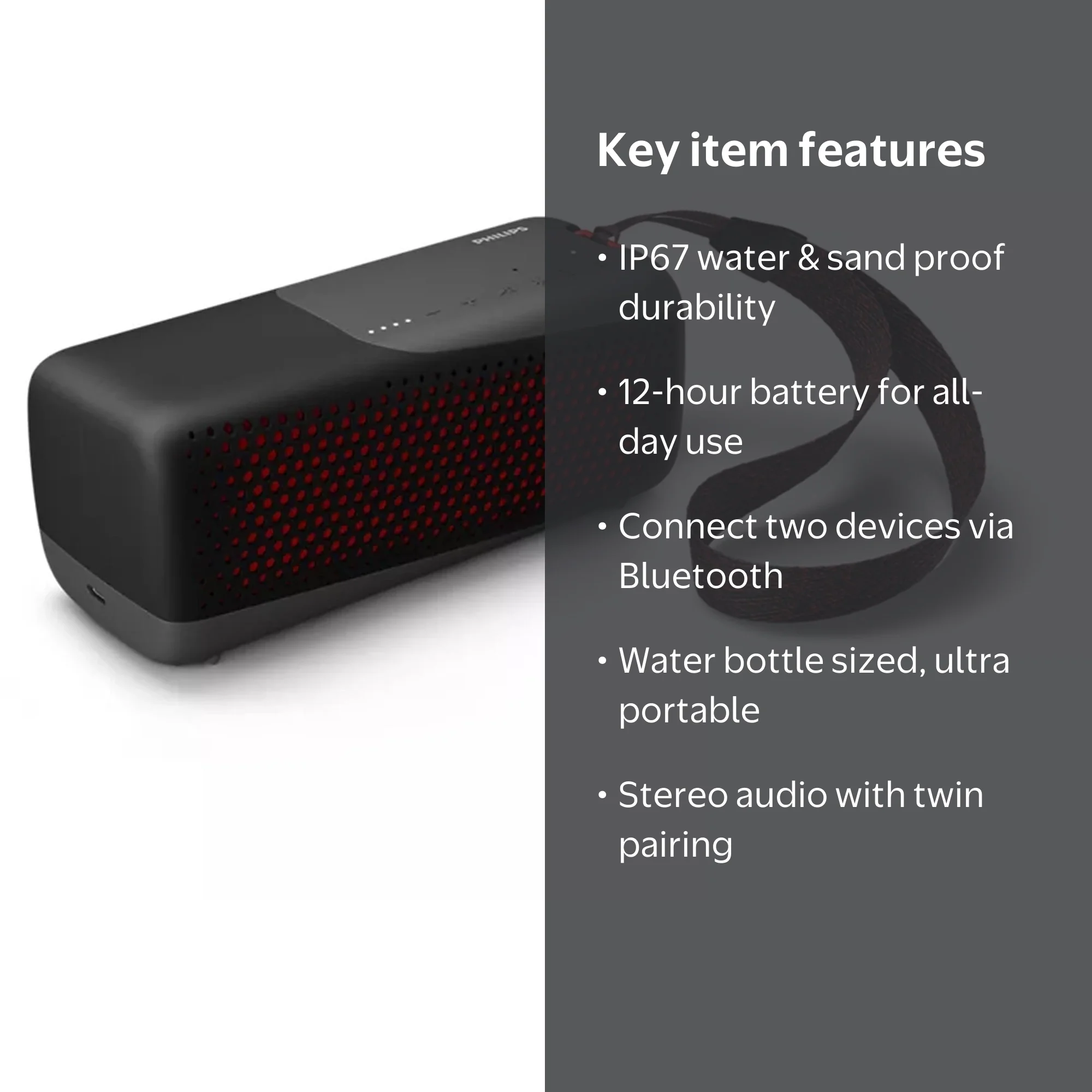 Philips S4807 Rugged Wireless Bluetooth Speaker with Bluetooth