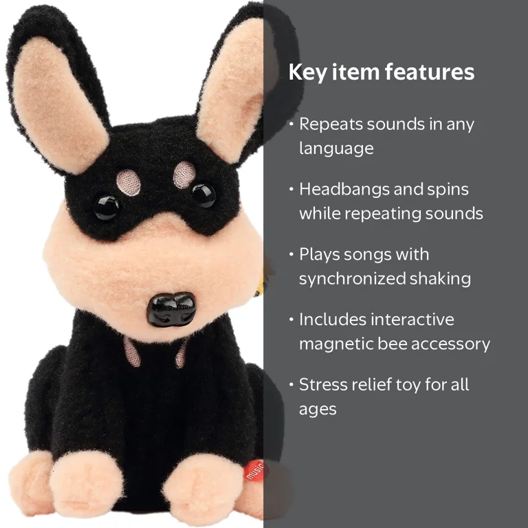 Interactive BeeDog Plush Toy: Repeats Words, Dances, Sings