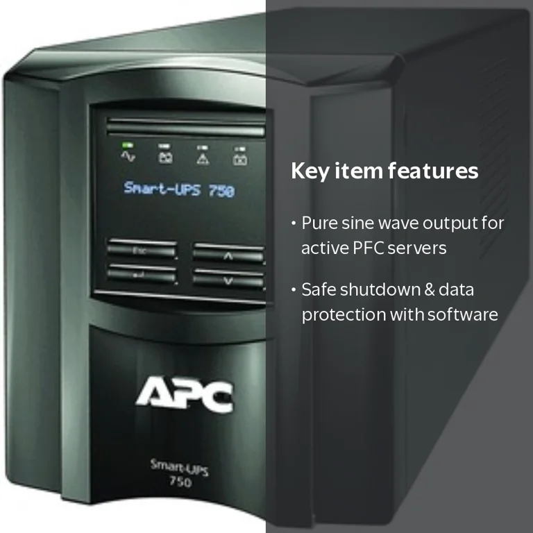 APC Smart-UPS SMT750C, 750VA, 500W, Pure Sine Wave, 6 Outlets