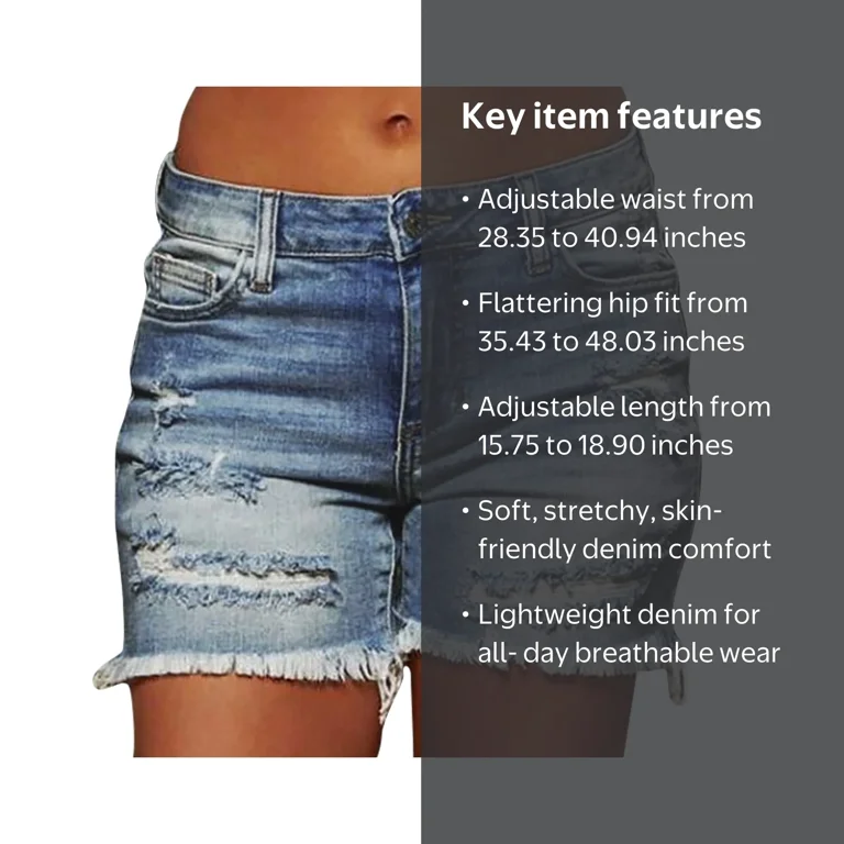 ZVNAΖH, Womens Plus Size Stretchy Denim Shorts, XL, Blue - Walmart.com