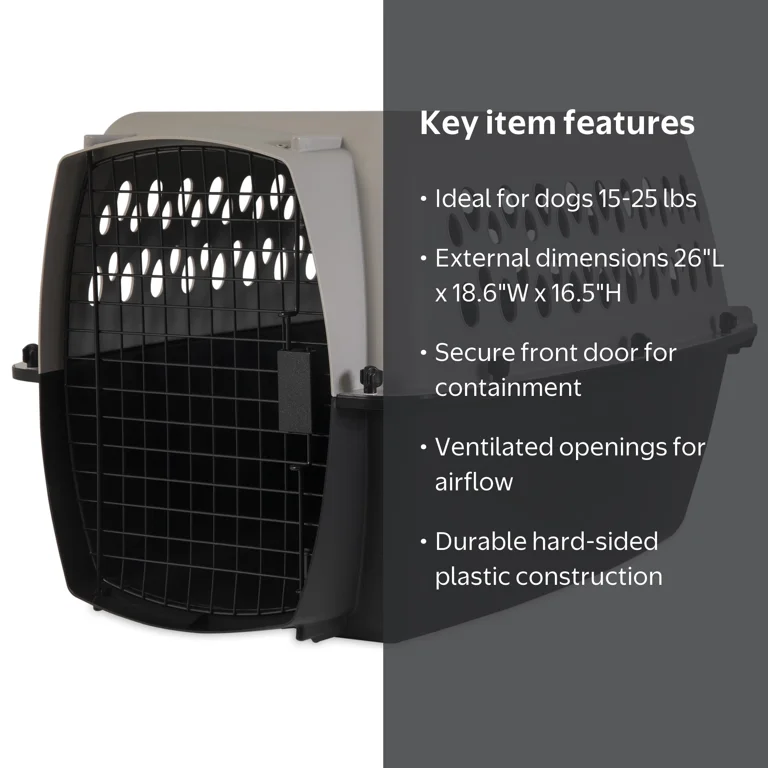 Vibrant Life Small/Medium Hard-Sided Pet Carrier, Black and Gray