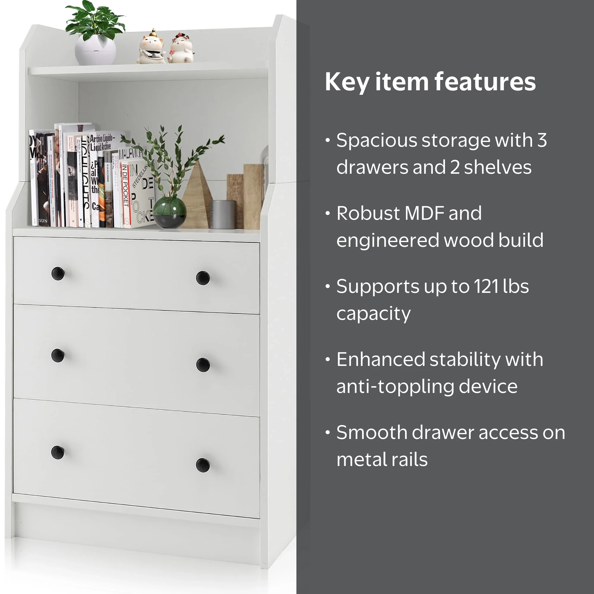 Gymax Tall White Dresser, 44