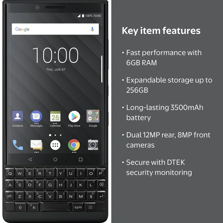 BlackBerry KEY2 Unlocked Android Smartphone, 64GB, 4G LTE, AT&T/T