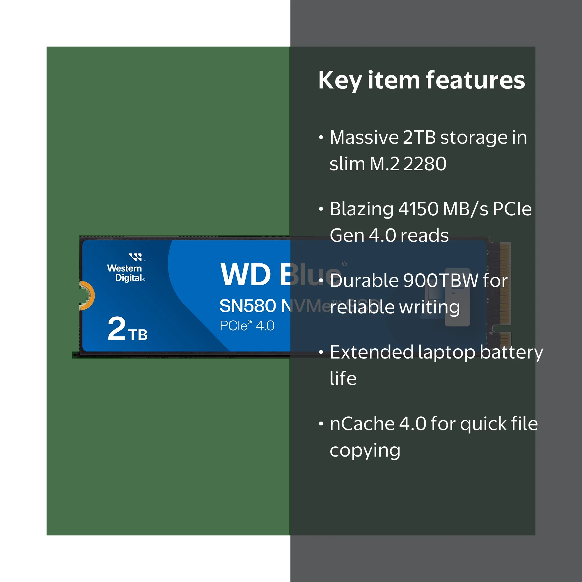 WD Blue 2TB SN580 NVMe SSD, Internal SSD - WDS200T3B0E-00CHF0