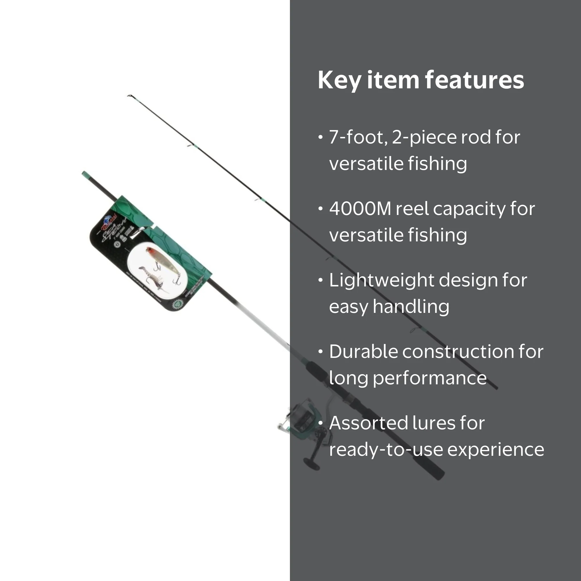Tsunami SeaTech 7'0' Spinning Fishing Rod & Reel Combo 2-Piece Rod