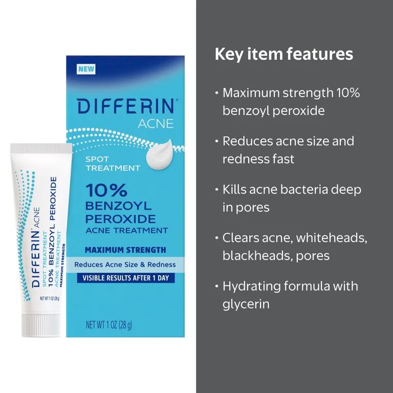 Differin Acne Spot Treatment with 10% Benzoyl Peroxide, Maximum