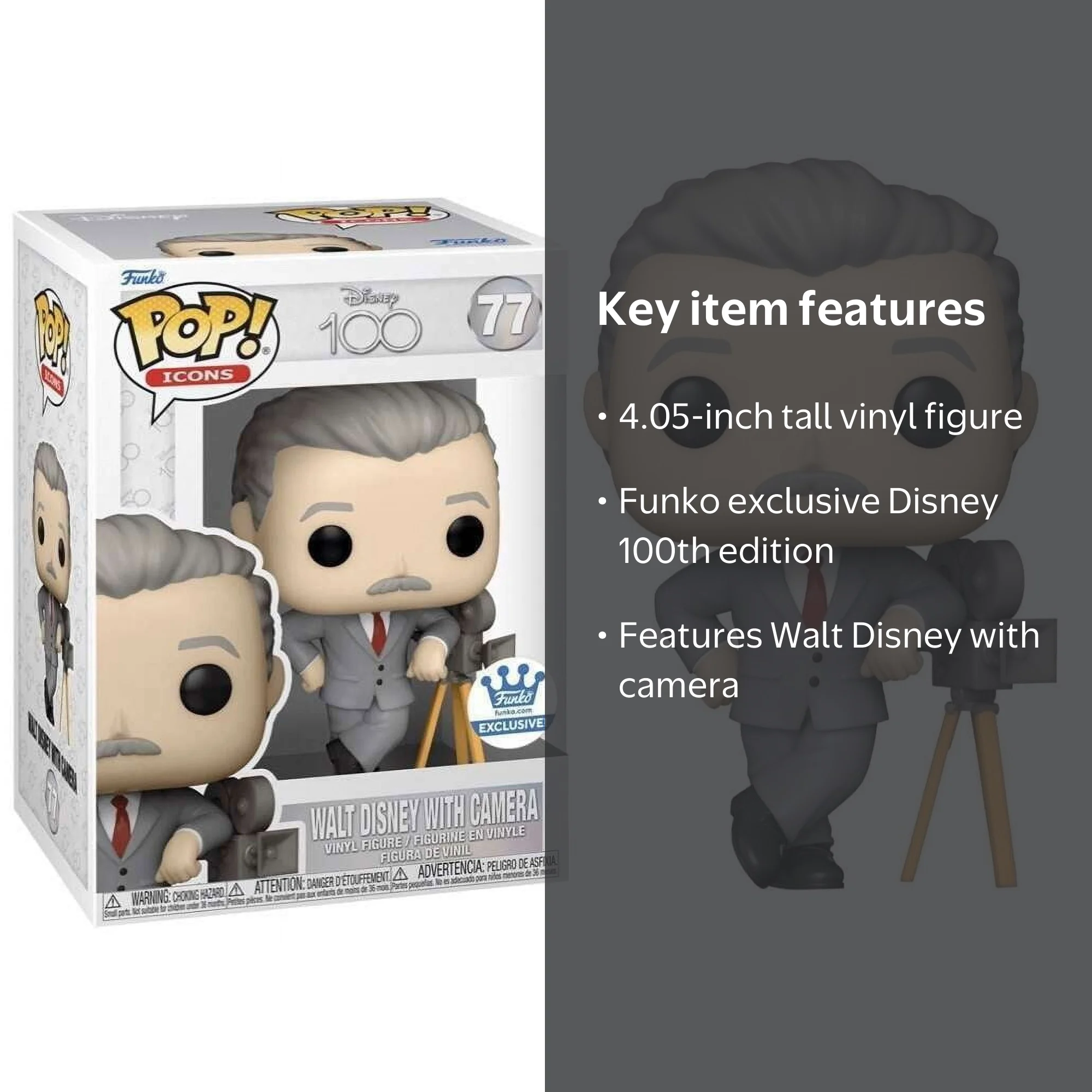 Funko POP Icons Disney 100 Walt Disney with Camera 77 Vinyl Figure
