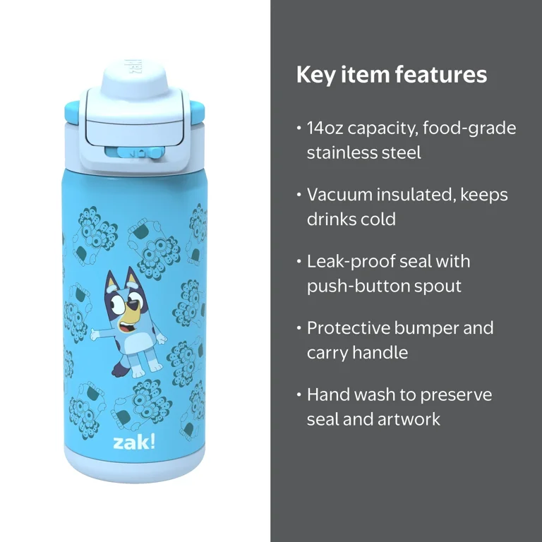 Please Obey The Law.様 スカット360 本液 20本セット Zak Designs 14oz Bluey Kids Straw Water Bottle, Stainless Steel