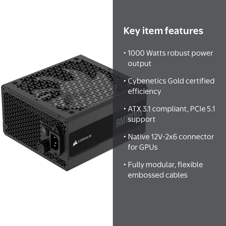 Corsair, Power Supply, Fully Modular, 1000 Watts, ATX 3.1