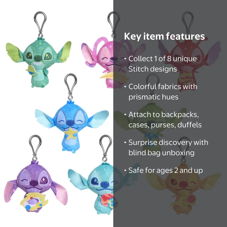 EOF-174 Disney Stitch Clip-on 8個セット Disney Stitch Outta This World Clip-On Blind Bag Plush, Mystery