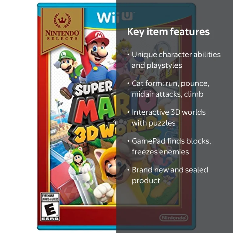 Nintendo Super Mario 3D World Multiplayer Game for Wii U