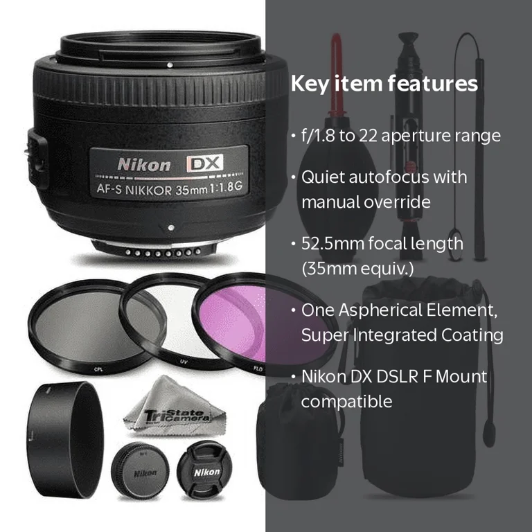 Nikon AF-S DX NIKKOR 35mm f/1.8G Lens For D3000, D3100, D3200