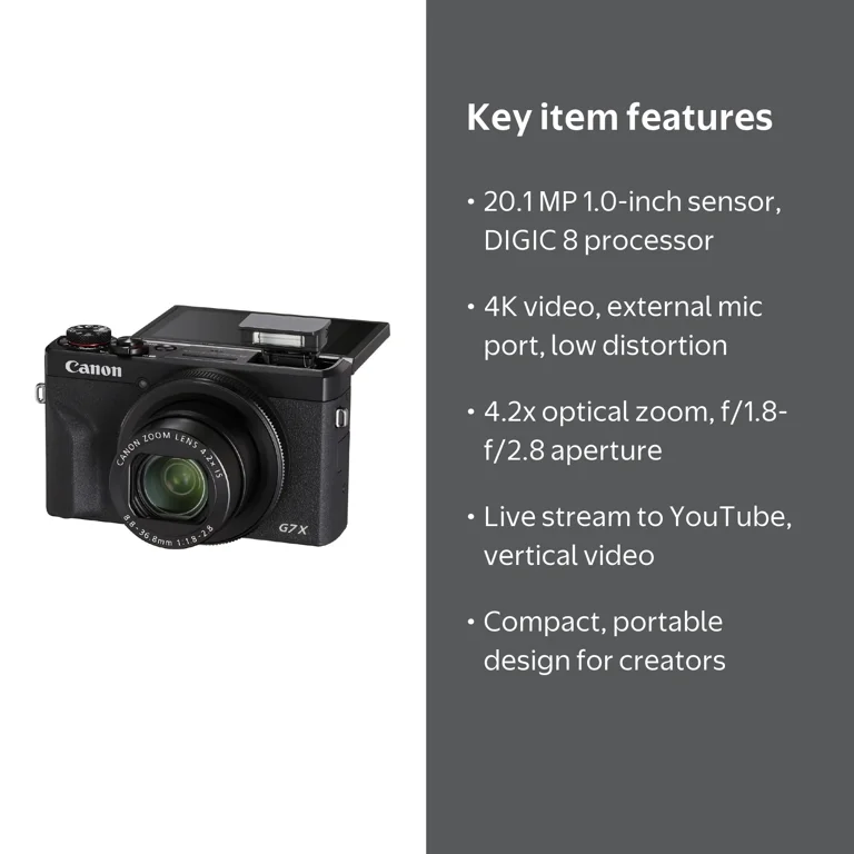Canon PowerShot G7 X Mark III Digital Camera - Black, 20.1MP
