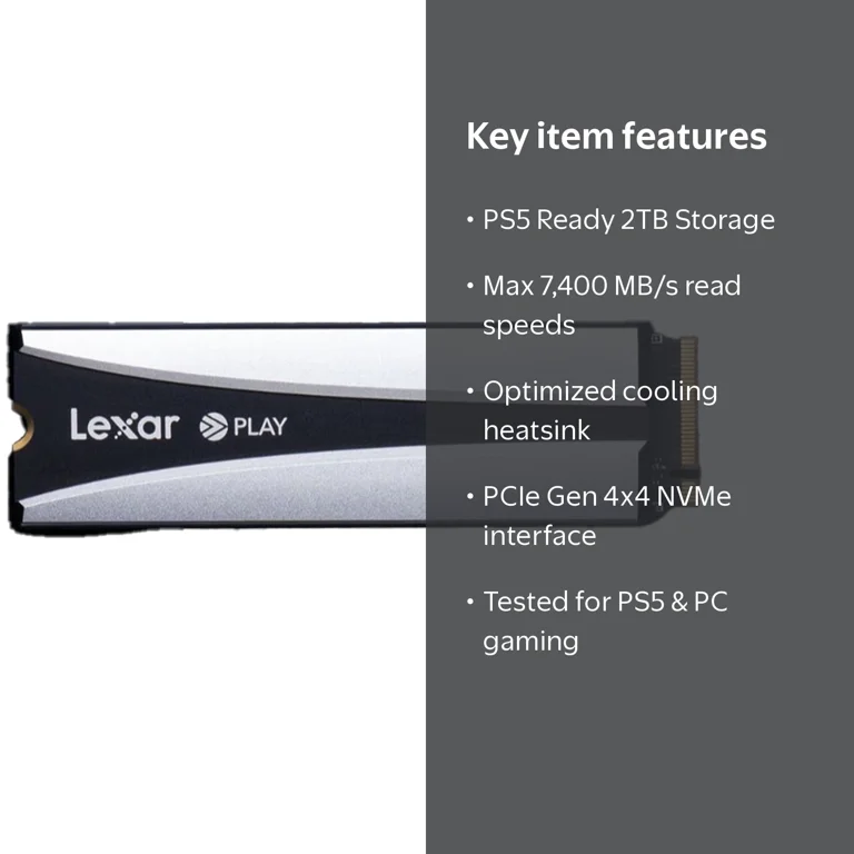 Lexar PLAY 2280 PCle Gen 4x4 NVMe High-Performance SSD for PS5 (2