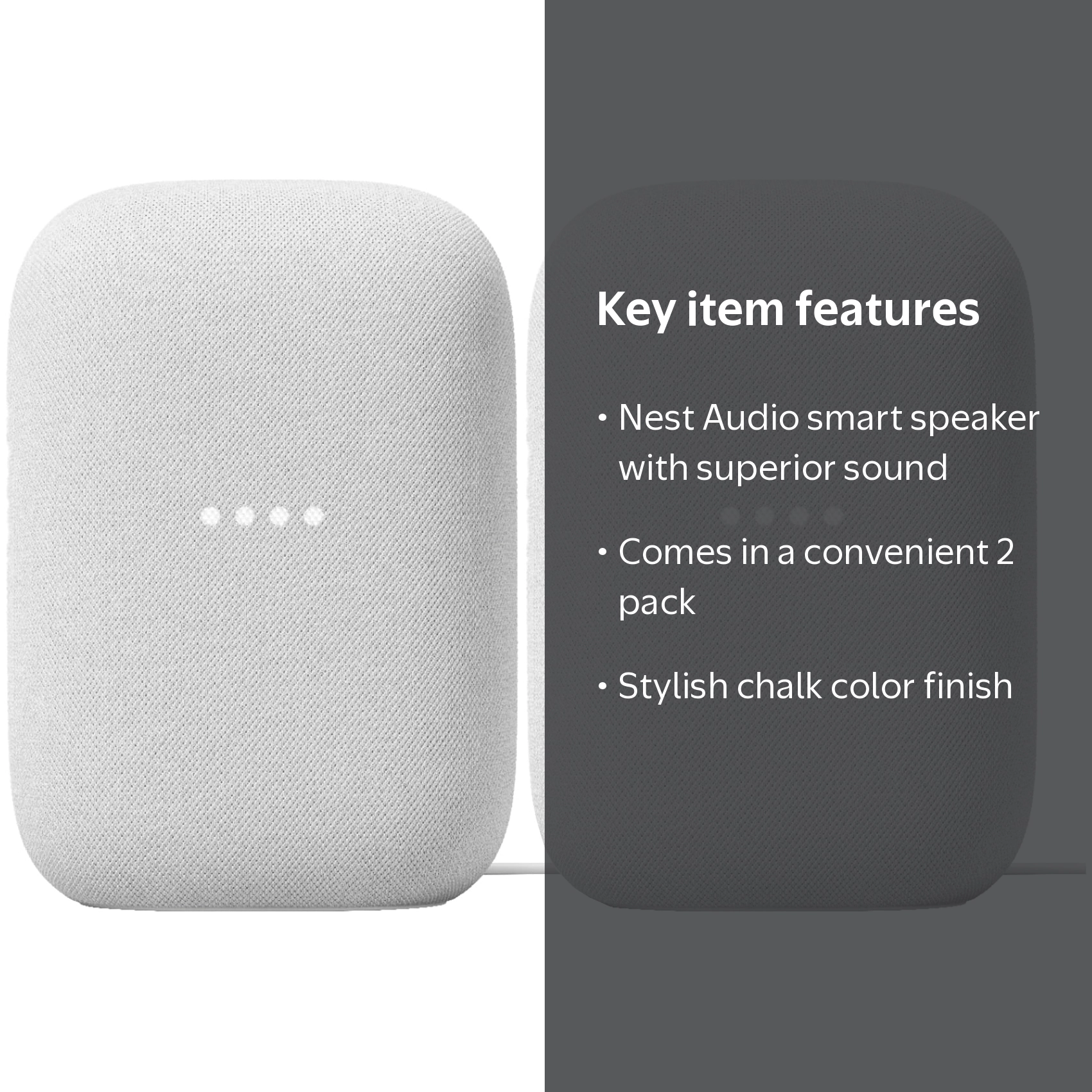 Google Nest Audio Smart Speaker 2 Pack, Chalk, Crisp Sound