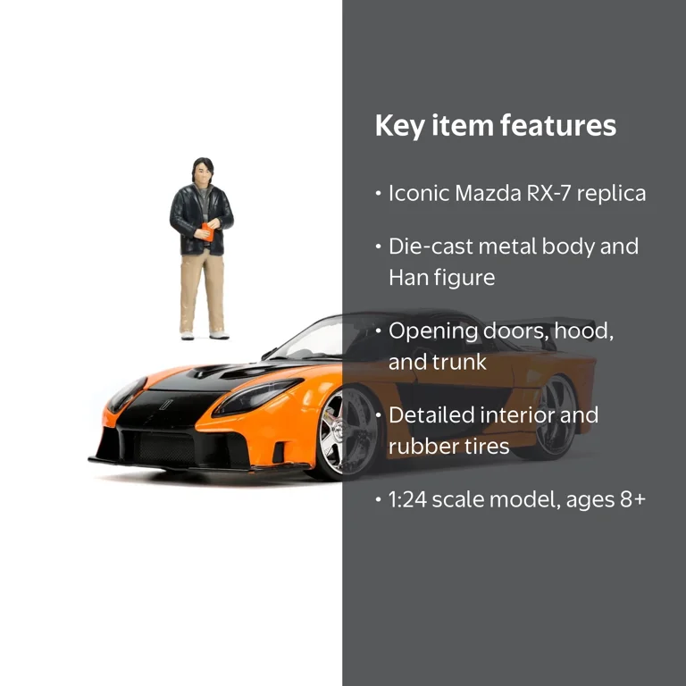 HW Rides FF Mazda RX-7 1:24 Vehicle and Figure - Walmart.com