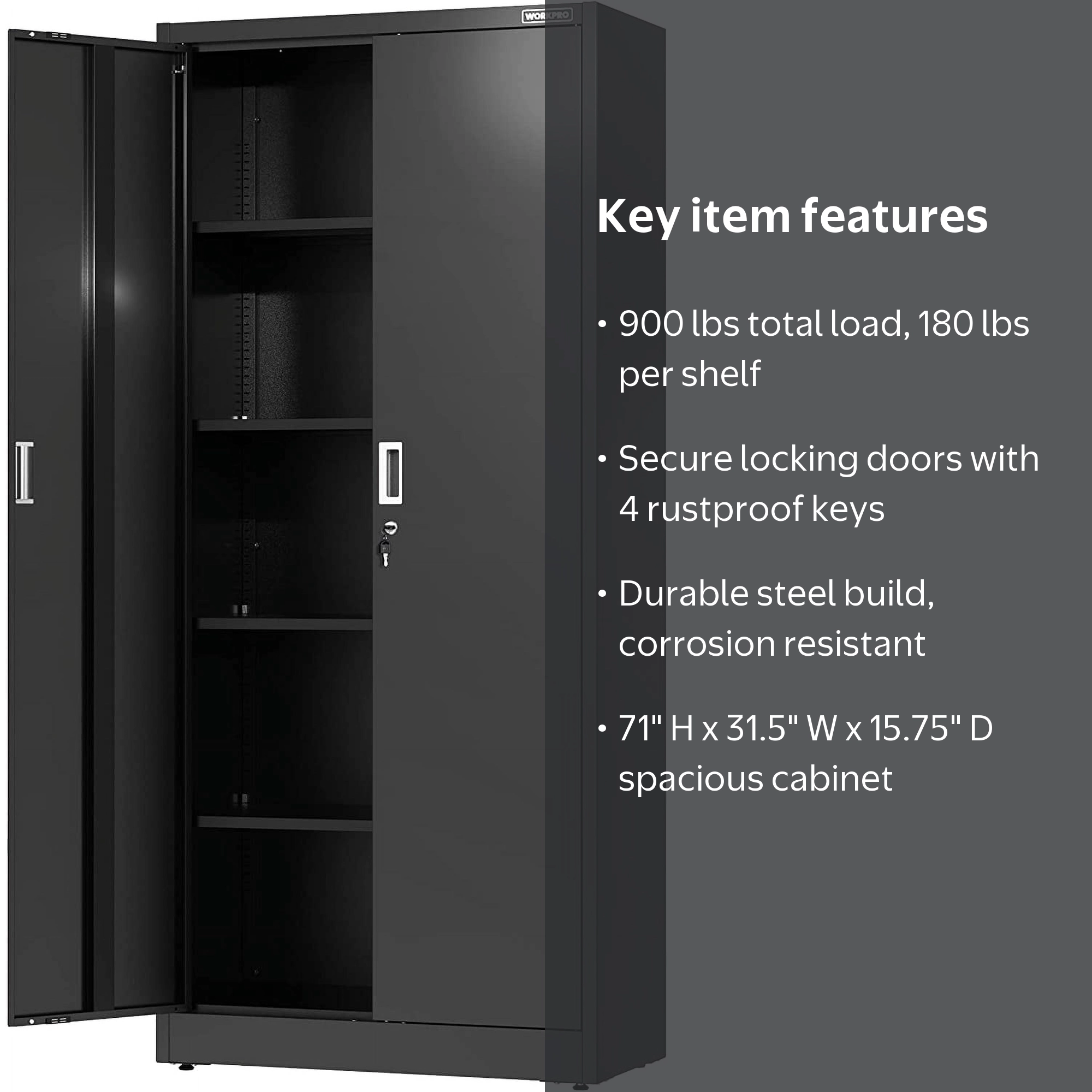 WORKPRO Metal Garage Storage Cabinet with Locking Doors and