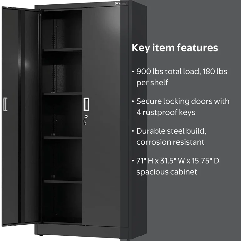 WORKPRO Metal Garage Storage Cabinet with Locking Doors and