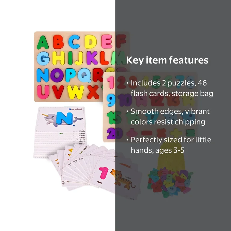 Asher & Olivia, Alphabet Puzzle & Flash Cards Set, 26 Cards, Ages