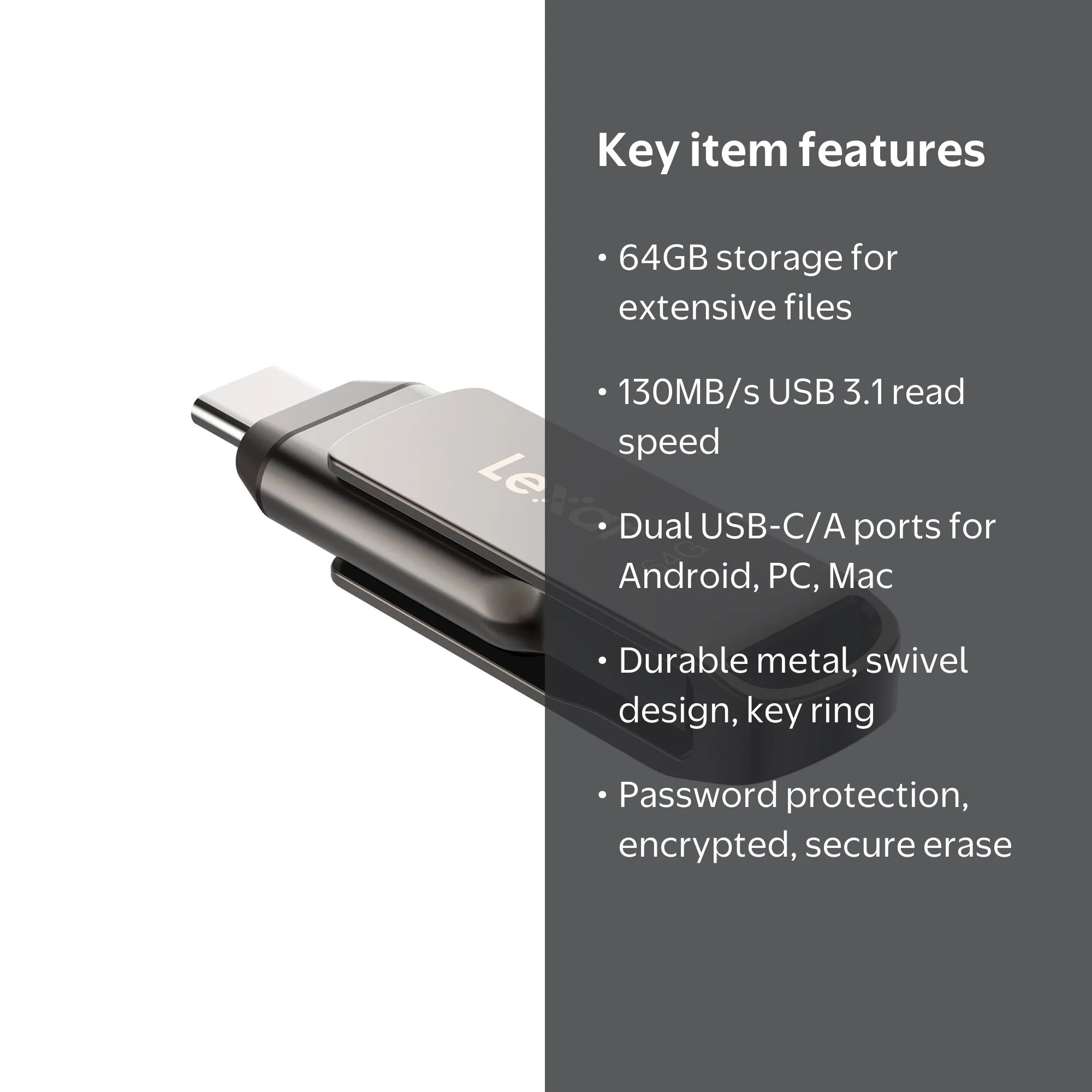 Lexar JumpDrive D400 USB 3.1 Dual Drive with USB-C and USB-A