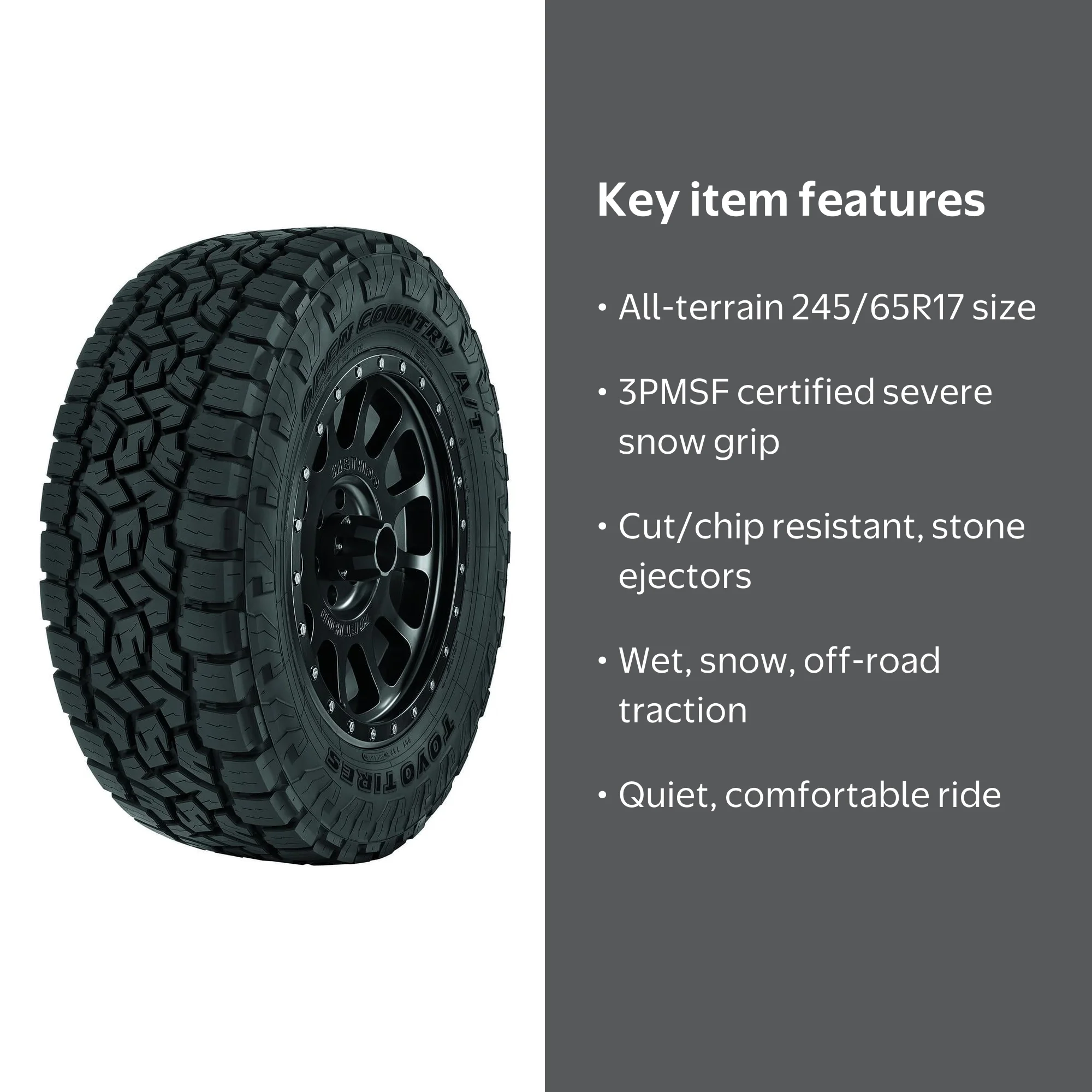 Toyo Open Country A/T III 245/65R17 111T Tire, Fits: 2004 & 2019