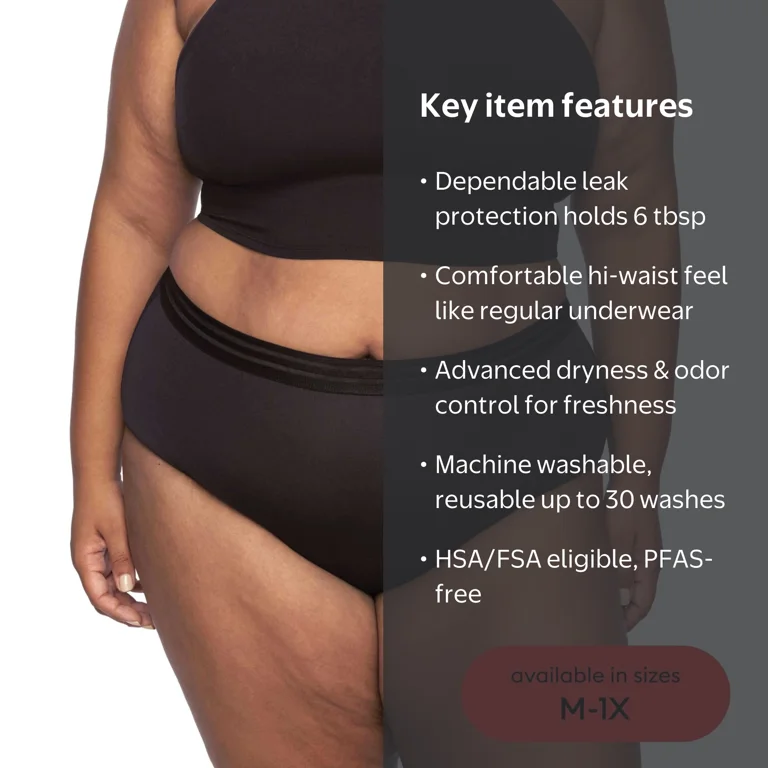 Thinx For All Leaks Women's Hi-Waist Incontinence Underwear, Size