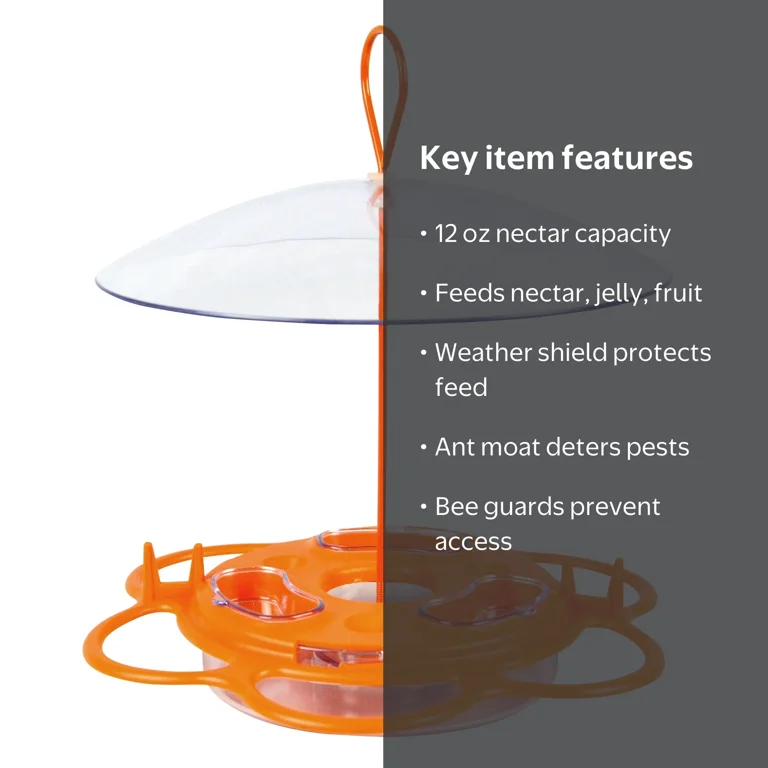 Wild Wings Plastic All-in-One Oriole Buffet Bird Feeder, 12 oz
