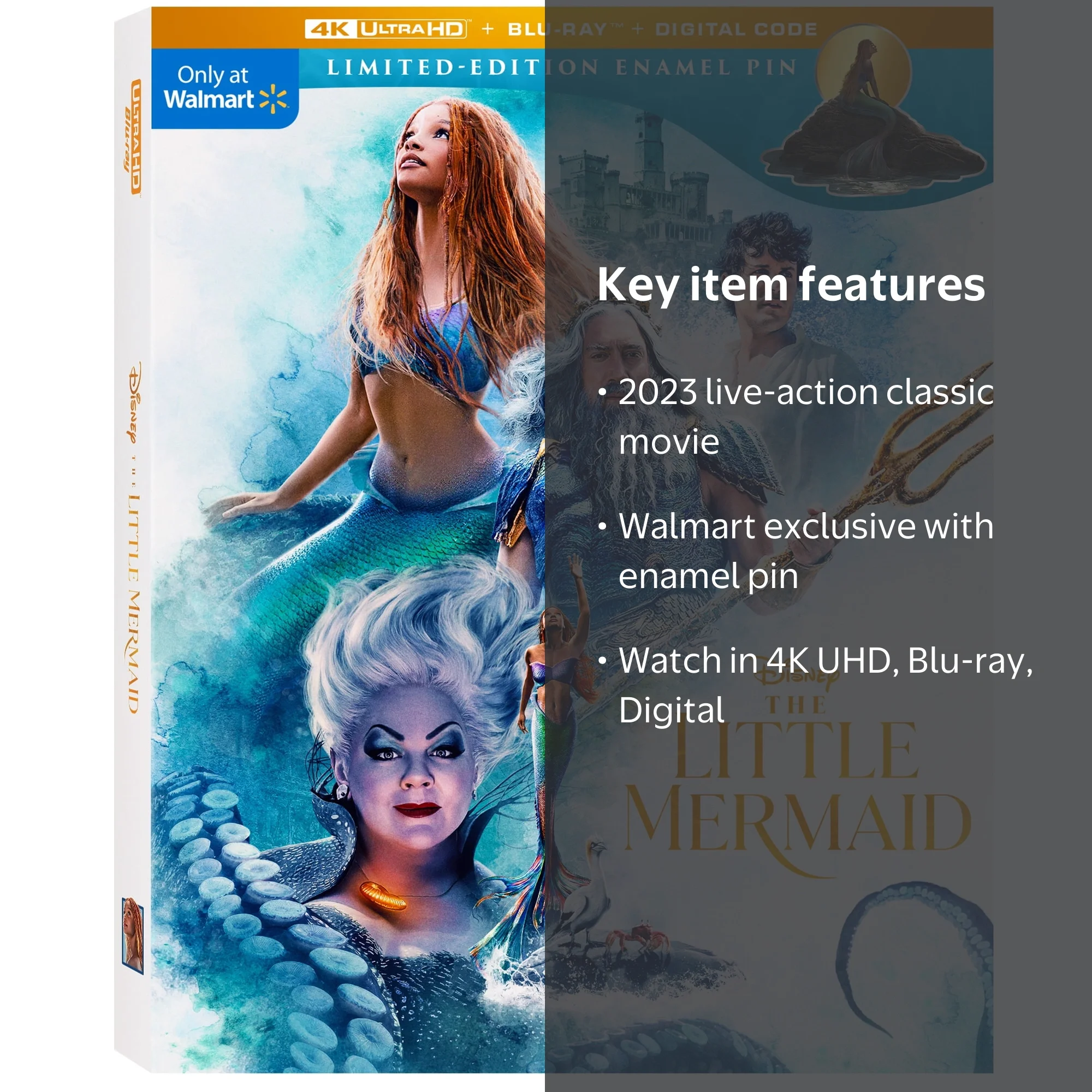 The Little Mermaid 2023 Walmart Exclusive (4K Ultra HD + Blu-ray +