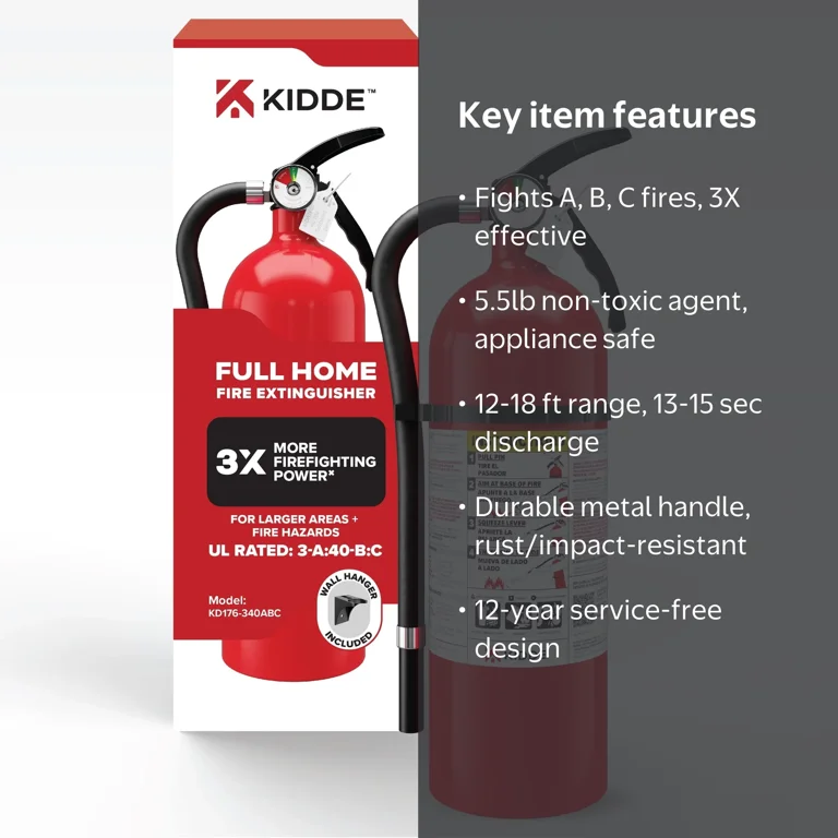 Free Shipping! Kidde Multipurpose Fire Extinguisher, 3A40BC