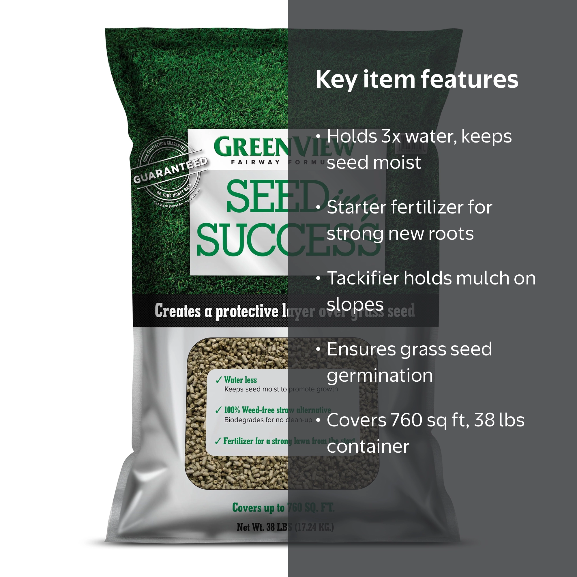 SEED GreenView, Grass Seed, 38 lbs, Moisture Retaining, Mulch - Walmart.com