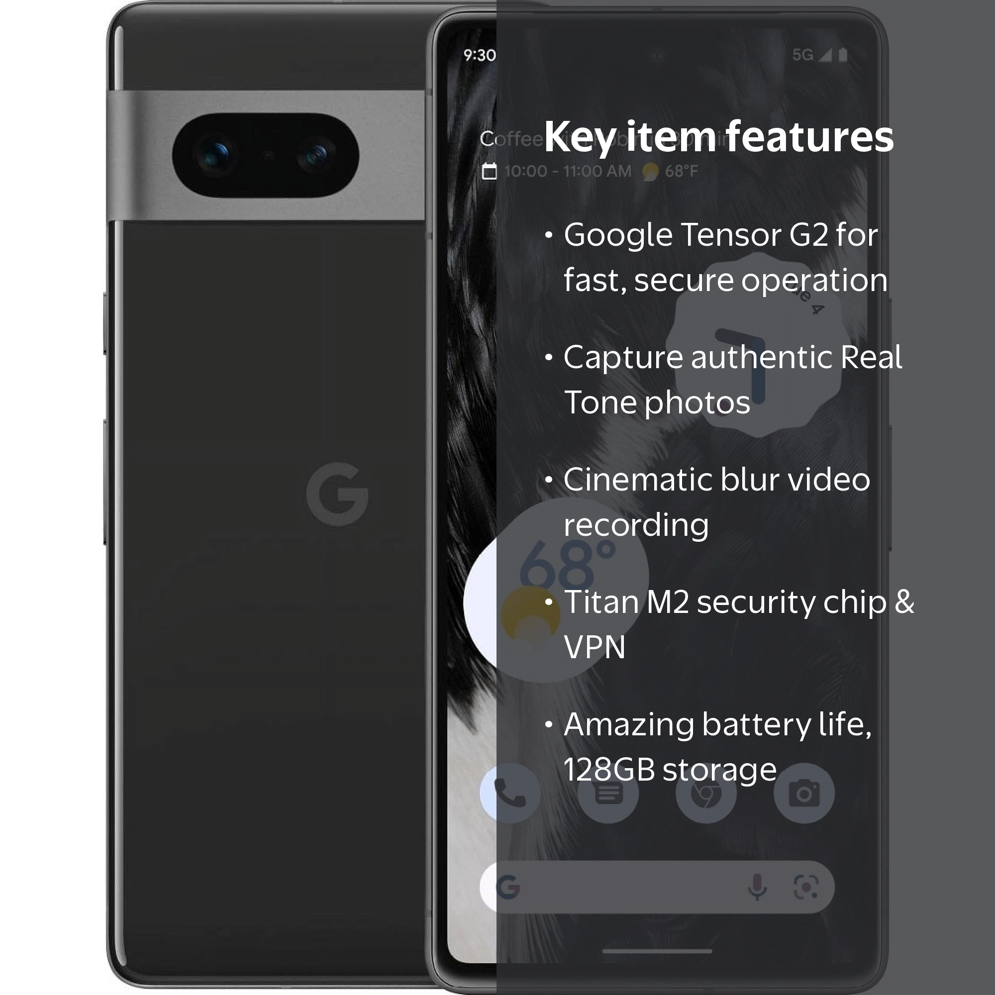 Google, Restored Pixel 7, 128GB, Unlocked Obsidian GA03923-US