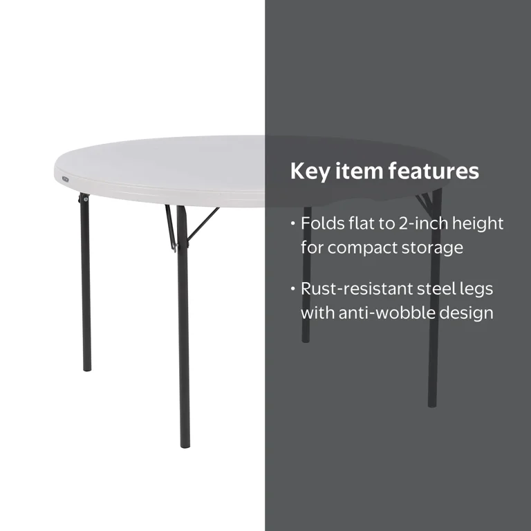 Lifetime 48 inch Round Folding Table, Indoor/Outdoor, Light